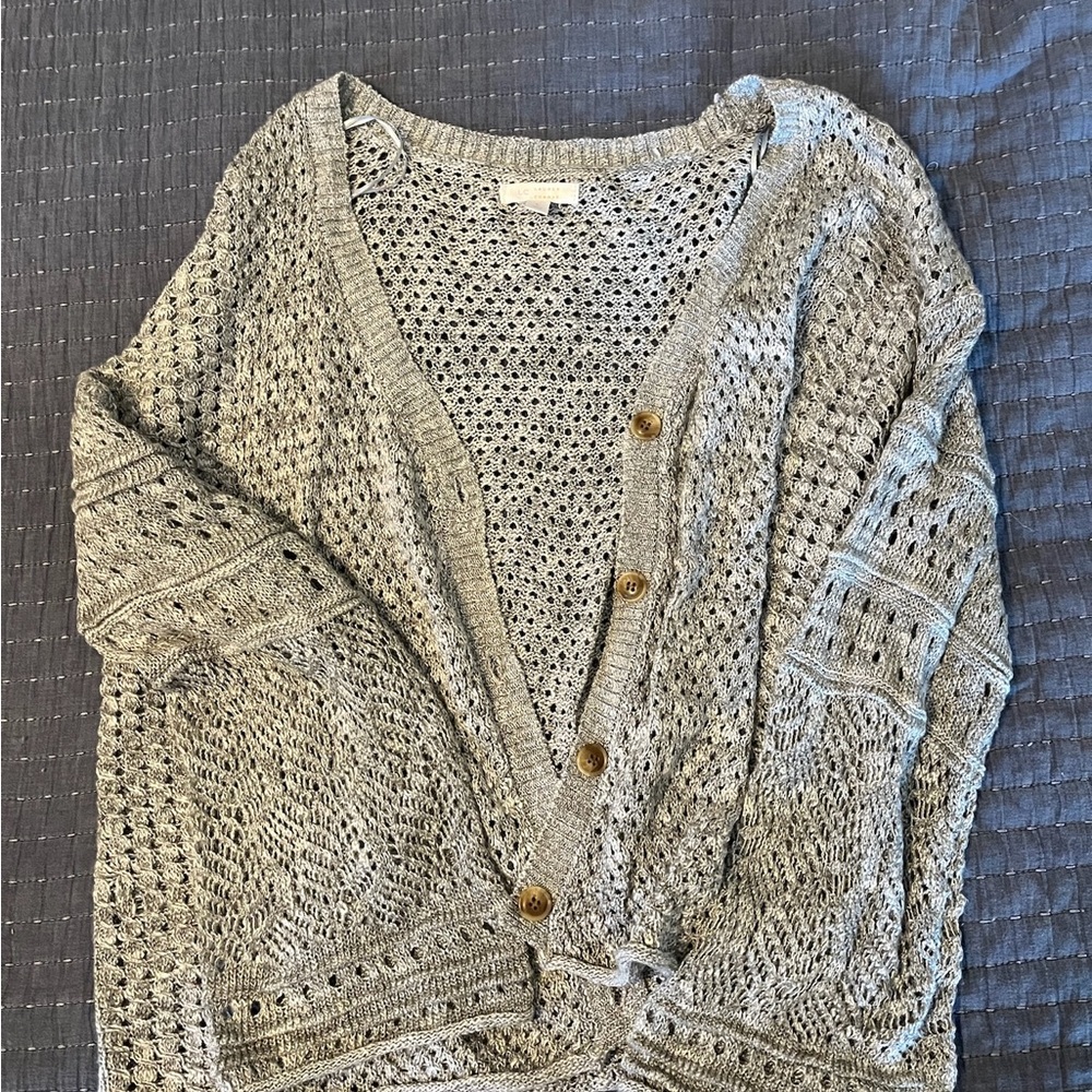 LC Lauren Conrad Gray Chunky Knit Cardigan Sweater